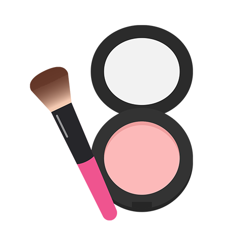 家族葬のアートの化粧道具とブラシ